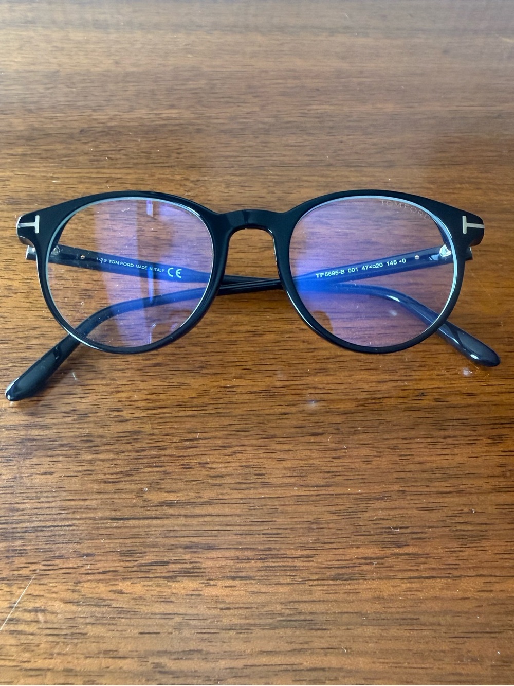 Tom Ford Black Round Blue Block Opticals